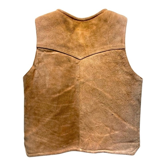 Vintage Children’s Fleece Lined Suede Western Snap Front Vest - Picture 2 of 3